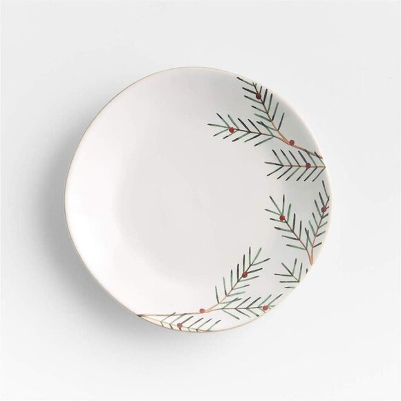 Crate & Barrel Set Of 4 Marin Holiday Winter Pine Salad Plates 8.5" Dinnerware - Picture 1 of 16